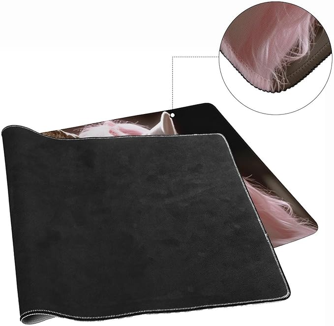 Pink Fur Glasses Unicorn Gun Gaming Mouse Pad Non-Slip Rubber Base 3XL Mousepad with Stitched EdgesWaterproof Washable Mouse Mat for Desk Home Office Gaming 35.5x16