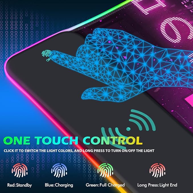ToLuLu RGB Gaming Wireless Charging Mouse Pad 15W 10 Light Modes LED Mouse Pad Computer Keyboard Mat Mousepad 800x300x4MM Extended Large Desk Mat for Gaming MacBook Laptop PC Neon Purple Sign