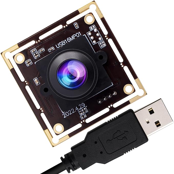 16MP Wide Angle USB Camera Module with 180 Degree Fisheye Lens Ultra HD 3496P Security USB Camera Board for Linux Windows Android MAC Machine Vision Webcam Support UVC Plug &amp Play