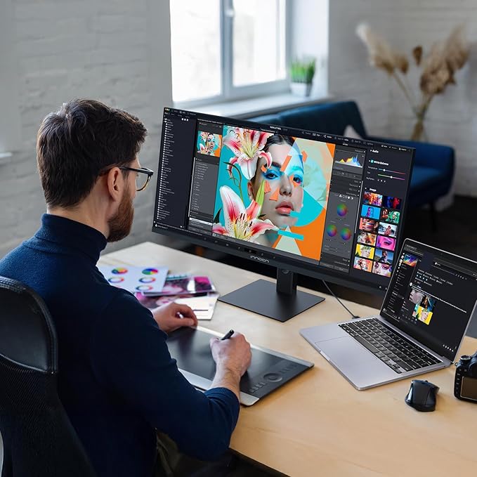 INNOCN 40 WQHD 3440 x 1440P 144Hz Ultrawide Monitor Gaming FreeSync HDR400 21:9 PC Computer IPS Screen Split PIP/PBP for Editing/Gaming USB C 90W HDMI DP Black