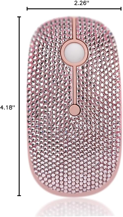 WONGS Luxury Bling Dazzling Pink Austrian Crystal Rhinestone 2.4G Wireless Mouse for Laptop Notebook PC Computer MacBook Girls Gift - Pink