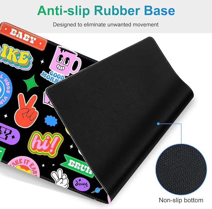 Gaming Mouse Pad Keyboard Wrist Support 4 in1 Mousepad with Wrist Keyboard Rest Computer Desk Mat Non-Slip Desk Pad Protector with Memory Foam Easy Typing Pain Relief I Cute Funny Style