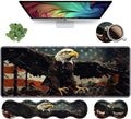 Ergonomic Keyboard Wrist Rest &amp Mouse Pad Wrist Rest SetLarge XXL Gaming Desk Mat 31.5x 11.8Non-Slip Base Memory FoamEasy Typing Pain Relief for Office &amp HomePatriotic American Flag Bal