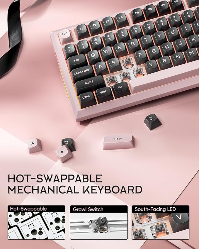 Redragon K725 Wireless Mechanical Keyboard with LCD Smart Screen &amp Control Knob Tri-Mode 2.4G/Bluetooth/Type-C Hot-Swap Gasket Mount RGB Backlit for Gaming/Mac/Windows/Tablet/PC