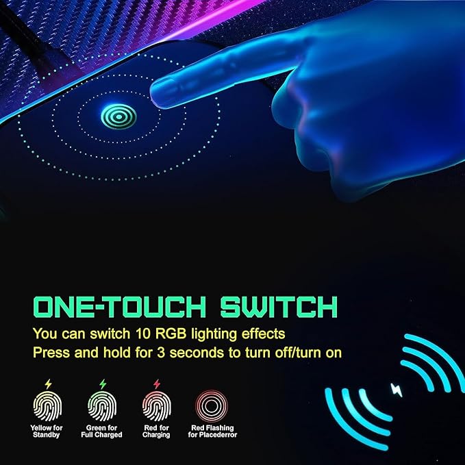 GIM Wireless Charging RGB Gaming Mouse Pad 15W LED Mouse Mat 800x300x4MM 10 Light Modes Extra Large Mousepad Non-Slip Rubber Base Computer Keyboard Mat for Gaming MacBook PC Laptop Desk