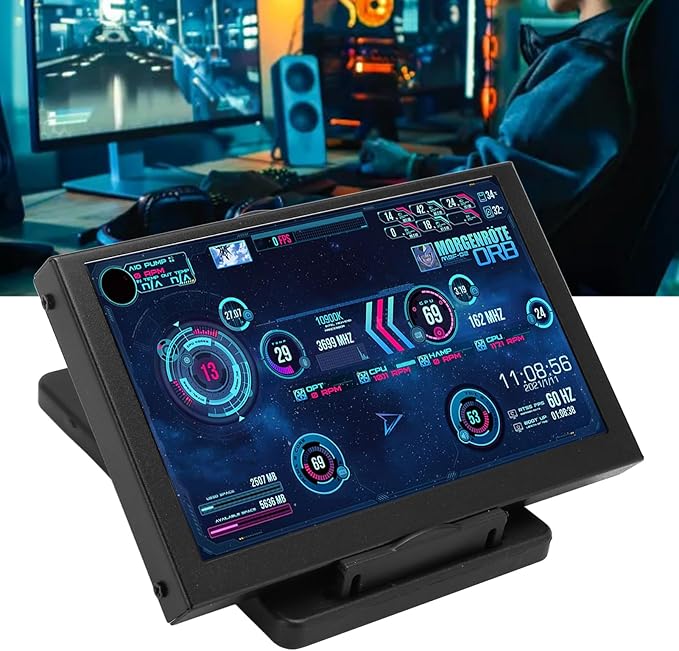 Yunseity 5 Inch Computer Temp Monitor Mini Secondary Screen PC Sensor Panel Monitor PC CPU HDD Data Monitor with DIY Theme for PC Case for Window System