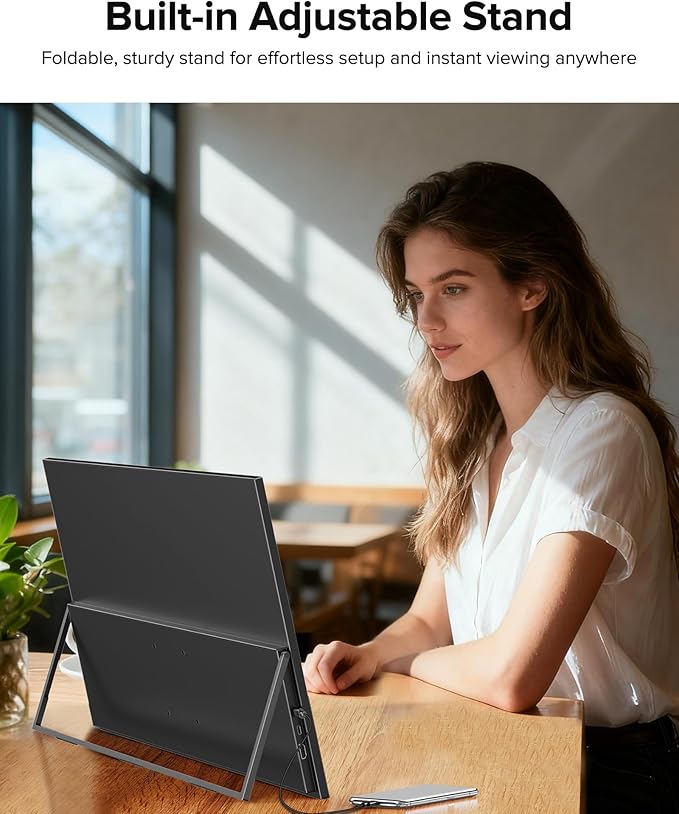 Portable Monitor 4K 23.8 3840x2160 UHD 24 QLED Large Monitor 400 Nits | 100% DCI-P3 | USB-C &amp HDMI | VESA &amp Stand | Second Screen for Computer Mini PC Game Consoles