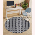 Blue Cream PU Leather Chair Mat for Hardwood Floor Noise Cancelling Symmetrical Circular Pattern Floral Gaming Chair Mat Round Anti-Slip Office Chair Mat for Home Office Geometric Diameter 39.4 in