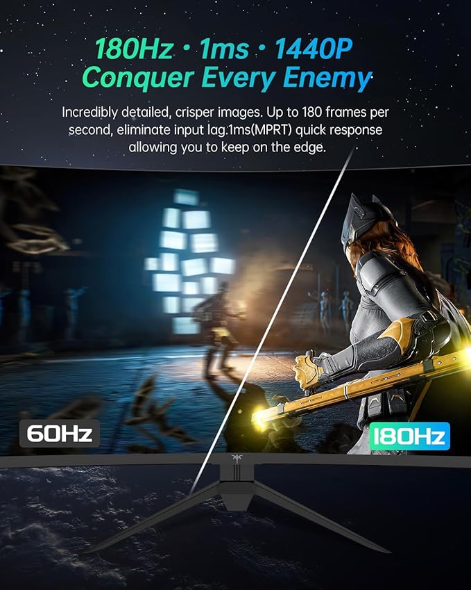 KTC 32 inch Curved Gaming Monitor 2K 180Hz 185Hz 1440P PC Monitor 1500R Frameless 1ms HDR FreeSync Premium DisplayPort/HDMI/USB VESA Wall Mount H32S17