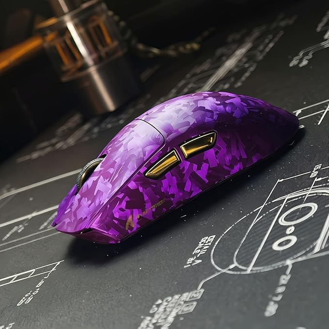 ATTACK SHARK X11 Ultra 8K Carbon Fiber Wireless Gaming Mouse with 42000 DPI-PAW3950 MAX Sensor-59g LightweightNordic 54L15 MCU ChipWired/BT/2.4Ghz100 Million ClicksProgrammable for PC Mac(Purple)