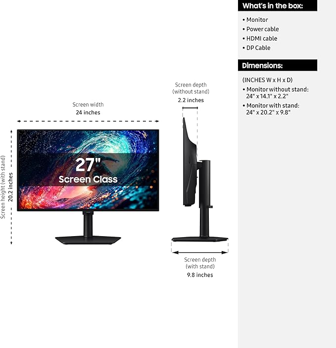 Samsung 27 Odyssey OLED G6 (G61SH) Gaming Monitor - QD-OLED QHD (1440P) 240Hz 0.03ms Glare-Free Pantone Validated HDR10 Height-adjustable stand OLED Safeguard 3 Year Warranty LS27HG612SNXZA