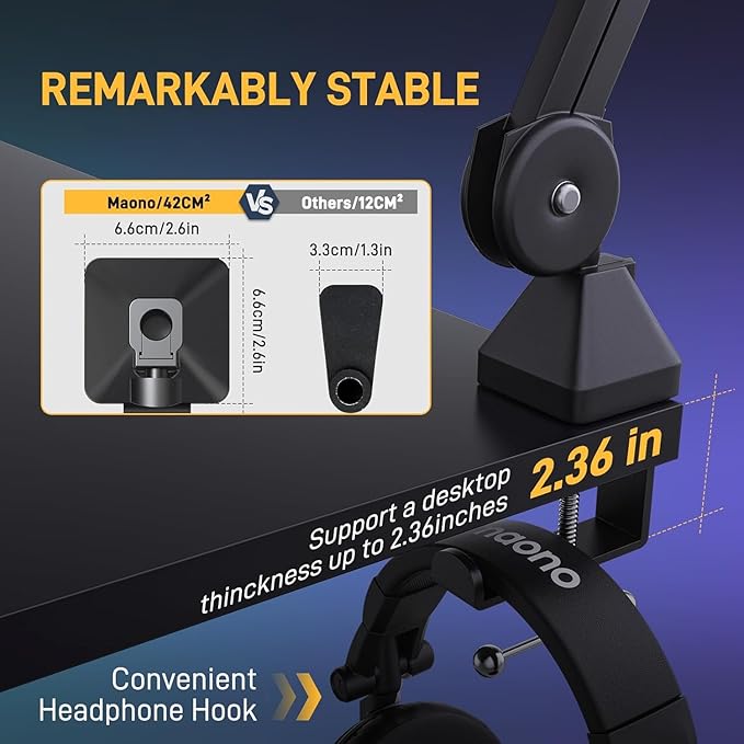 MAONO USB XLR Dynamic Microphone for Podcast: PC Computer Gaming Mic with 192kHz/24bit for Studio Recording Streaming Content Creation (PD300XT+BA37)
