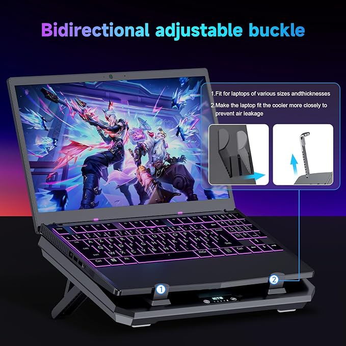 GT300 Upgraded Laptop Cooling Pad with Adjustable Stand Turbo Boosted Cooler for Rapid Cooling 10-17inch Gaming Laptop Flexible Sealing RingFeaturing Air Filtration Adjustable clamp