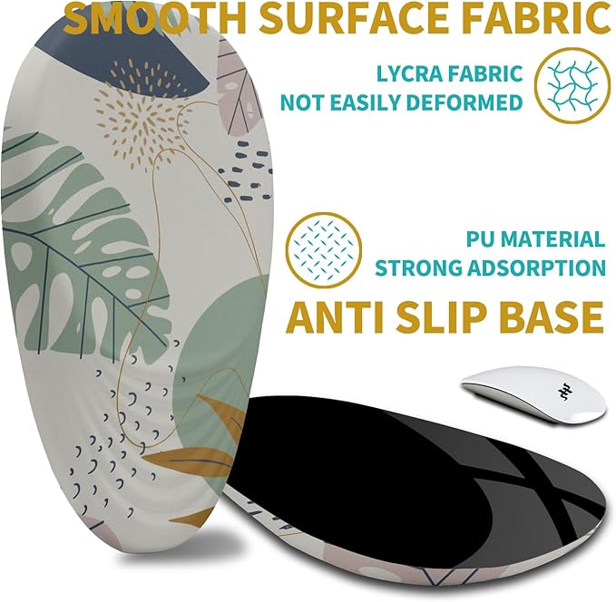 Hokafenle Ergonomic Mouse Pad Wrist Support with Stepped-Wedge Design Wrist Rest Pain Relief Mousepad Filled with Memory Foam Carpal Tunnel Mousepad for Wireless Mouse(12x8 inch Abstract Leaves)