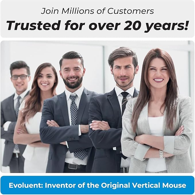 Evoluent – Inventor of The Vertical Mouse – VM4RB Ergonomic Vertical Mouse White Bluetooth for Mac Right Hand Med to Large Sculpted for Comfort Reduces Wrist Strain 4 Speeds Plug-N-Play