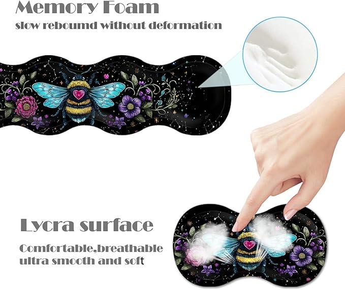 Ergonomic Keyboard Wrist Rest &amp Mouse Pad Wrist Rest SetXL Gaming Desk Mat 31.5x 11.8Non-Slip BaseMemory FoamEasy Typing Pain Relief for Office &amp HomeBee with Flowers