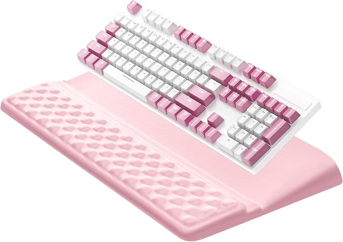 Ospelelf Keyboard Wrist Rest Pad Comfy Ergonomic Keyboard Stand Riser Holder Computer Wrist Support Cushion forTyping Light Pink
