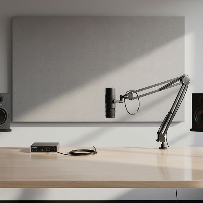 Audio-Technica AT2040 Hypercardioid Dynamic Podcast Microphone Bundle with Pop Filter Boom Arm XLR Cable and Austin Bazaar Polishing Cloth