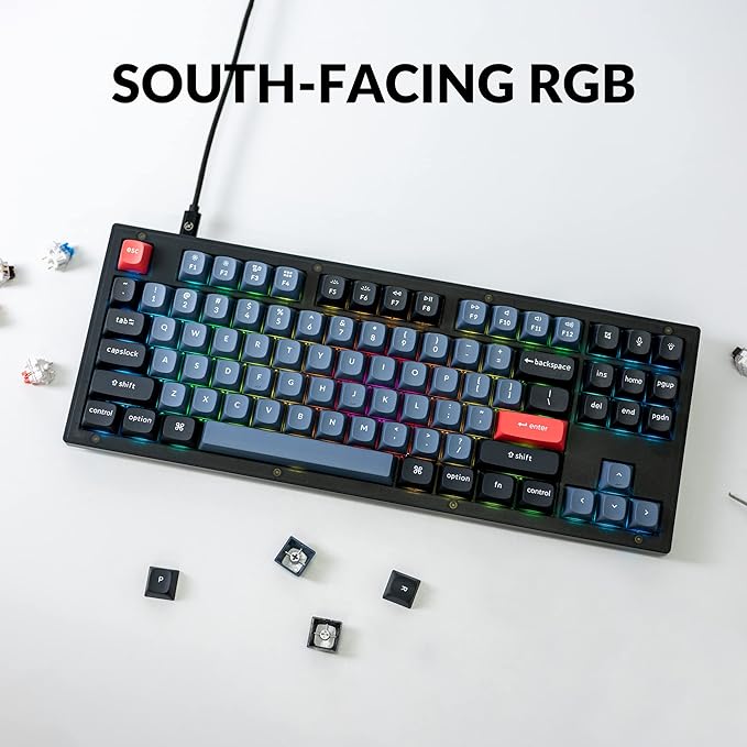 Keychron V3 Wired Custom Mechanical Keyboard TKL Tenkeyless QMK/VIA Programmable Macro with Hot-swappable Keychron K Pro Brown Switch Compatible with Mac Windows Linux (Frosted Black-Translucent)
