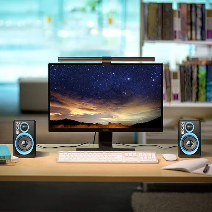 RECCAZR SP2040 Surround Computer Speakers with Deep Bass USB Wired Powered Multimedia Speaker for PC/Laptops/Smart Phone Built-in 4 Loudspeaker Diaphragm(Blue)