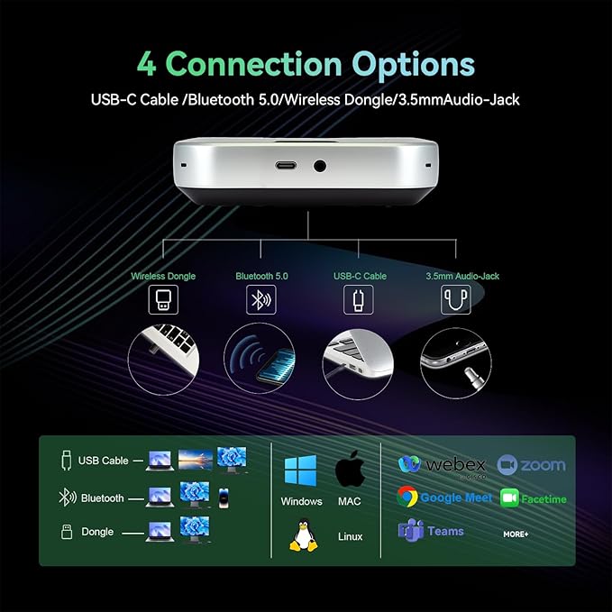 TONGVEO 4K AI PTZ Camera with 10X Optical Zoom &amp Bluetooth Conference Speakerphone Auto Tracking Video Conferencing System with 360° Voice Pickup HDMI USB Webcam for Church Zoom Teams