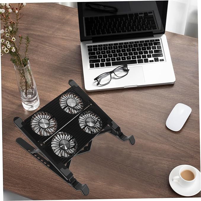 1Set Adjustable Laptop Cooling Stand with Fans Portable Notebook Cooler Pad for Comfortable Use Desk Table USB Powered Ergonomic Design for Efficient Heat Dissipation