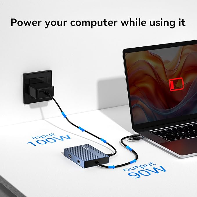 ACASIS USB C to Dual HDMI DisplayLink Adapter 4K@60Hz 2 HDMI &amp 3 USB-A Ports 100W PD Charging USB C DisplayLink Docking Station for Mac M1/M2/M3/WindowsUSB A/C to Dual Monitor Adapter