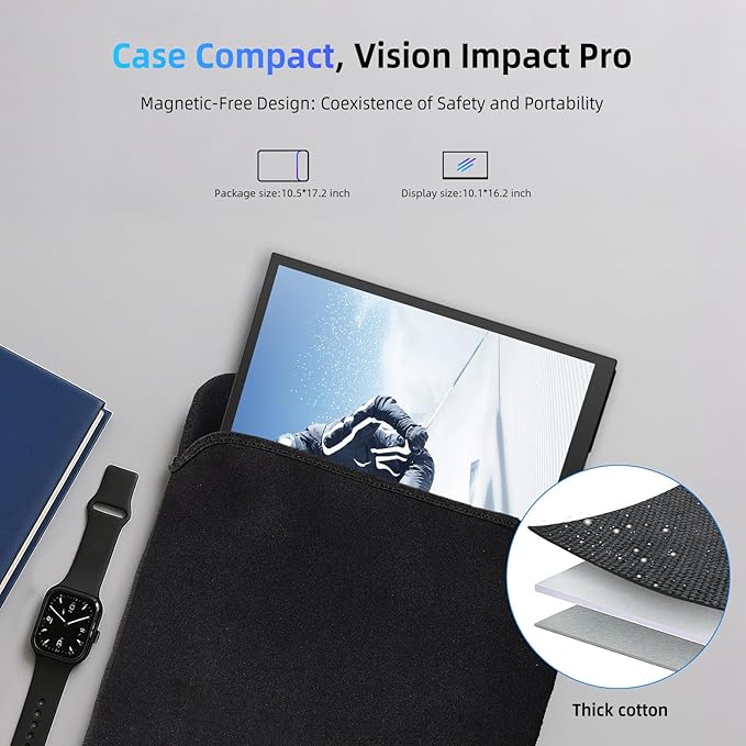 Portable Monitor 18.5” | 120HZ 1ms Gaming Monitor | 125% sRGB | FreeSync HDR | 350Nits | USB-C &amp HDMI | VESA &amp Stand | Large Travel External Second Screen for Laptop Computer Game Consoles