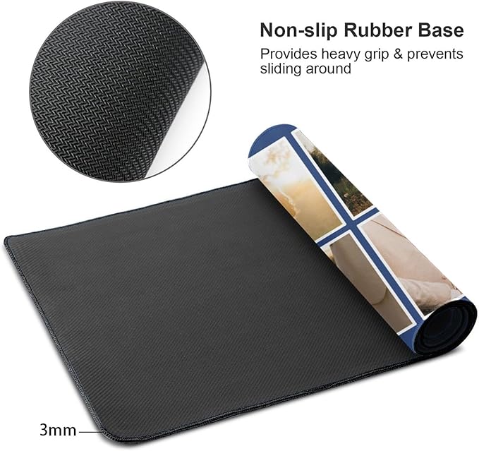 Custom Large Mouse Pad with Photo Personalized Mouse Pads with Picture Text Customized Non-Slip Mousepad for Gaming Offices Home Computer Desk 16x29.5in