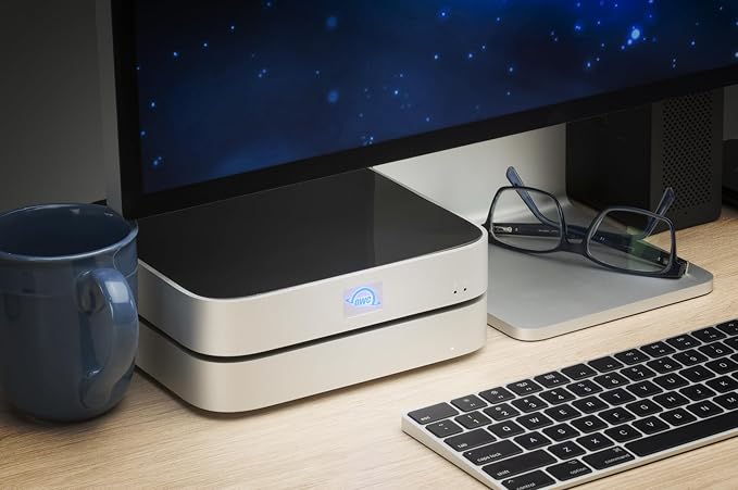 OWC miniStack STX Upgradable Storage Enclosure and Thunderbolt Hub/Mini Dock 4 USB-C Ports Supports 3.5 and 2.5 SSD HDD M.2 PCIe NVMe Upgrades. Works w/Mac Studio Mac mini and Other Devices