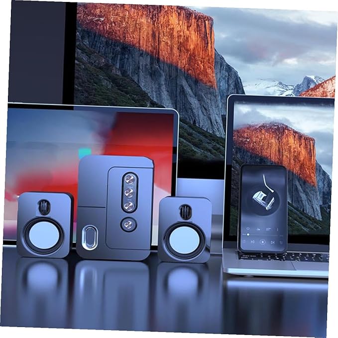 USB Computer Laptop Desktop Speakers Black Compact Wired Surround Sound with Bass Subwoofer Multi-Purpose Home and Office Audio System