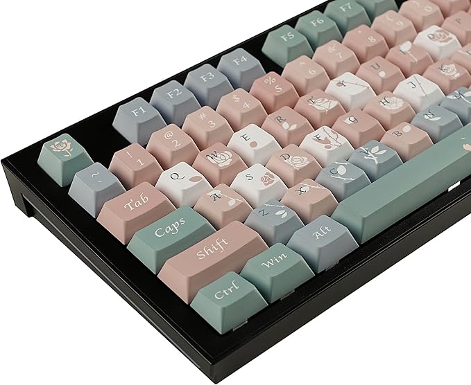 YMDK Cherry Profile Old Testament Roses 5 Sides Over Dye Sub Thick PBT KEYCAP for MX Mechanical Keyboard 61 68 84 87 96 104 108