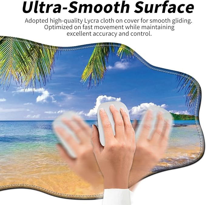 Beach Palm Desk Mat Mouse Pad 35.4X15.7 XL Extended Mousepad Huge Mouse Pads with Stitched Edges Desk Pad for Work Game Office Home