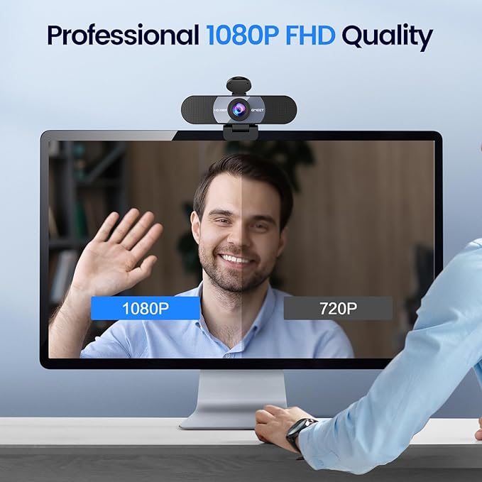 EMEET 1080P Webcam C960 Web Camera with 2 Noise-Cancelling Microphones &amp Privacy Cover 90° FOV Computer Camera Plug &amp Play USB Webcam for Calls/Conference Zoom/Skype/YouTube Laptop/Deskto