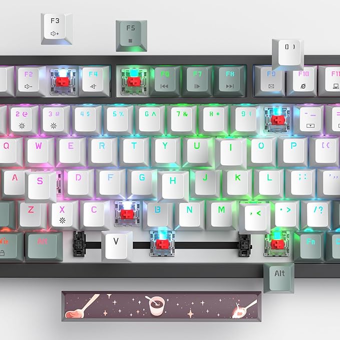 Mist 75% Wired Gaming Keyboard - Hot Swappable Gasket Mount Red Switch RGB Backlit 82-Key TKL Mechanical Keyboard NKRO for PC/Laptop Windows Gamers