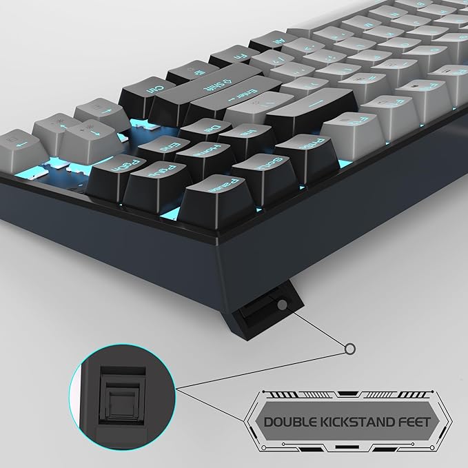 MageGee 75% Mechanical Gaming Keyboard Blue Switch LED Backlit 87 Keys Compact TKL Wired Computer Keyboards for Windows Laptop PC Gamer - Grey/Black