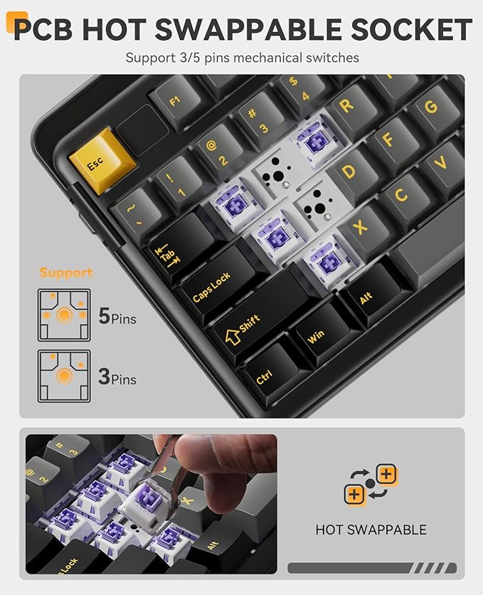 DAREU Wireless Keyboard and Mouse:EM901X Wireless Gaming Mouse &amp EK98PRO Gasket Wireless RGB Gaming Mechanical Keyboard Combo