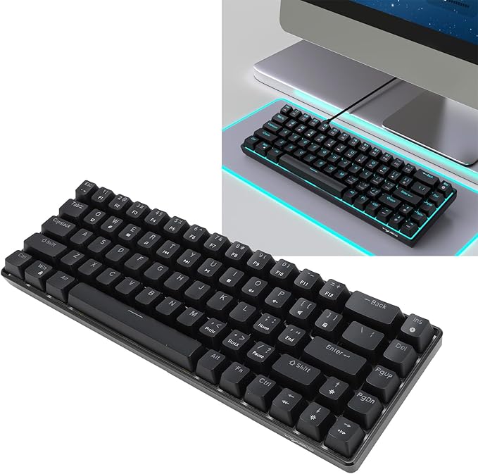 ciciglow Gaming Keyboard Wired Mechanical Keyboard Backlit 68 Keys Blue Switch Computer Keyboard for OS X and for Linux