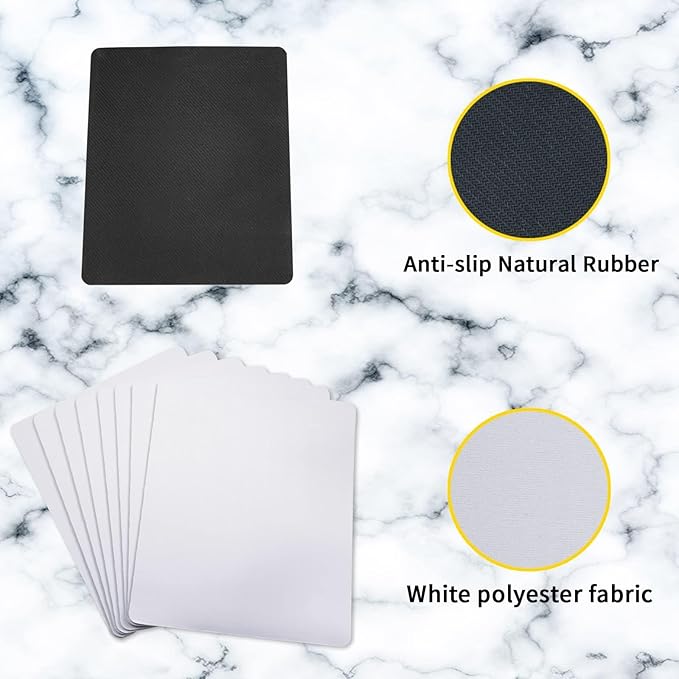 80 PCS White Mouse Pad 3mm Thick for Heat Press PrintingBulk Mousepad Blanks for Heat Transfer Crafts 22x18x0.3CM