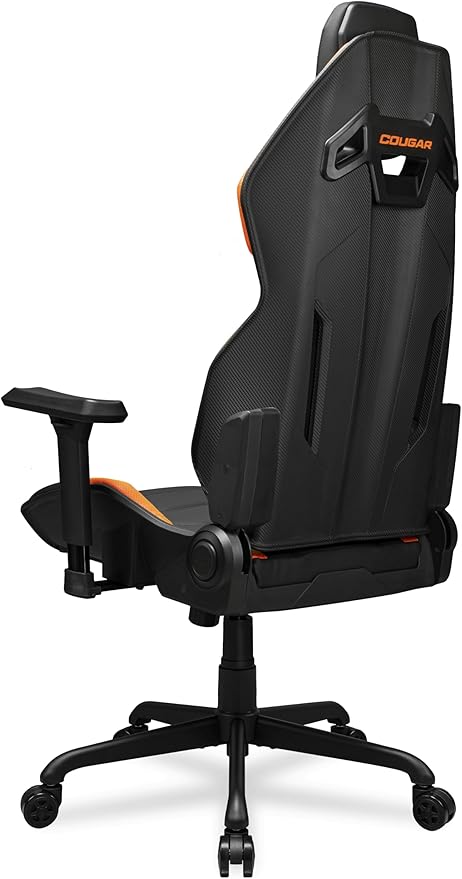 Cougar Hotrod Ergonomic and Comfortable Gaming Chair with Head and Lumbar Support Steel Frame and Base Reclining Backrest Tilt Mechanism Premium Hyper-Dura Leatherette 3D Armrest BK/Orange