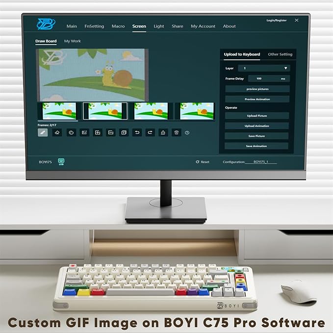 X BOYI C75Pro Retro Gaming Keyboard75&amp Hot Swap Gasket-Mounted Wireless Bluetooth 5.0/2.4G Type-C Wired Custom RGB TKL Mechanical Keyboard with Screen&ampKnob for PC/Mac Gamer