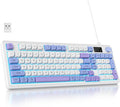 Owpkeenthy 96% Membrane Keyboard Wireless 100% Quiet Mechanical Feeling Gaming Keyboard Gasket RGB Keyboard with Knob &amp Number Pad Triple Mode Bluetooth 5.0/2.4G/Wired for Laptop Desktop(98 Blue)