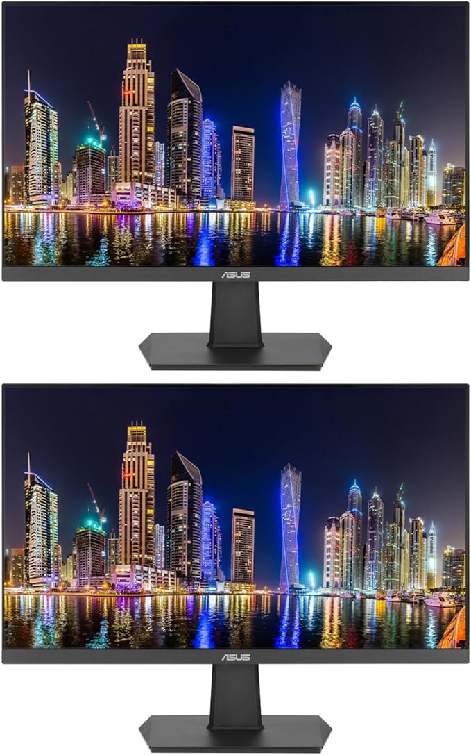 ASUS VA24EHE 24-inch 1920 x 1080 Full HD LED Backlit LCD Frameless Monitor 2-Pack Bundle with HDMI DVI-D VGA Adaptive-Sync Eye Care Low Blue Light