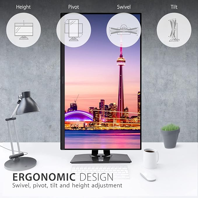 ViewSonic VP3256-4K 32 Inch 4K UHD IPS Ergonomic Monitor with Ultra-Thin Bezels Color Accuracy Pantone Validated 60W USB C