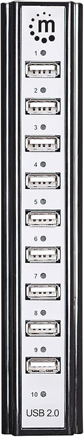 Manhattan Hi-Speed USB Desktop Hub with 10 Ports Bus Power and 1.5/12/480 Mbps (161572)