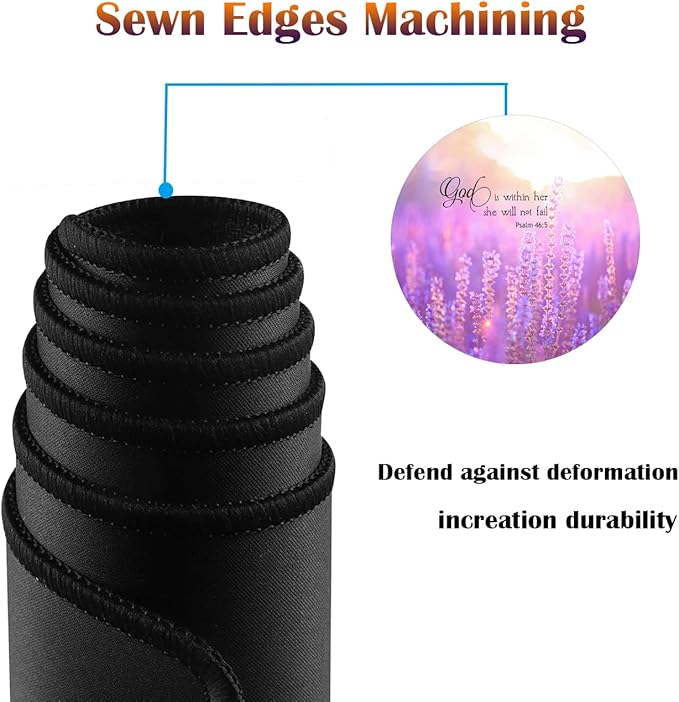Desk Pad Gaming Mouse Pad + Wrist Rest Support Pad + Coaster 31.5'' × 11.8'' Durable Non-Slip Extended Computer Mouse Pad Suitable for Office and Home Quote Bible Verse Psalm 46:5
