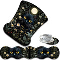 Ergonomic Keyboard Wrist Support Pad and Wrist Support Mouse Pad Anti-Slip with Gel Memory Mouse Pad Set Suitable for Office Use/Home Use - Cat Moon