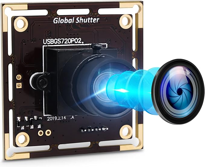 Global Shutter USB Camera Module 720P 60fps High Speed USB Camera Board100 Degree No Distortion M12 Lens USB Webcam Plug and Play for Industrial Machine Vision for MAC/Linux/Raspberry Pi