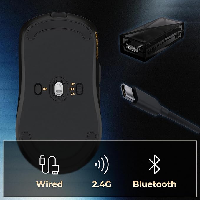 Chilkey Wireless Mouse Glacier LW 8K L Gaming Mouse with LCD Screen 8K Polling Rate 30000 DPI Optical Tracking 750 IPS Bluetooth/2.4GHz/USB-C 47g Ultra-Lightweight 100 Million Clicks