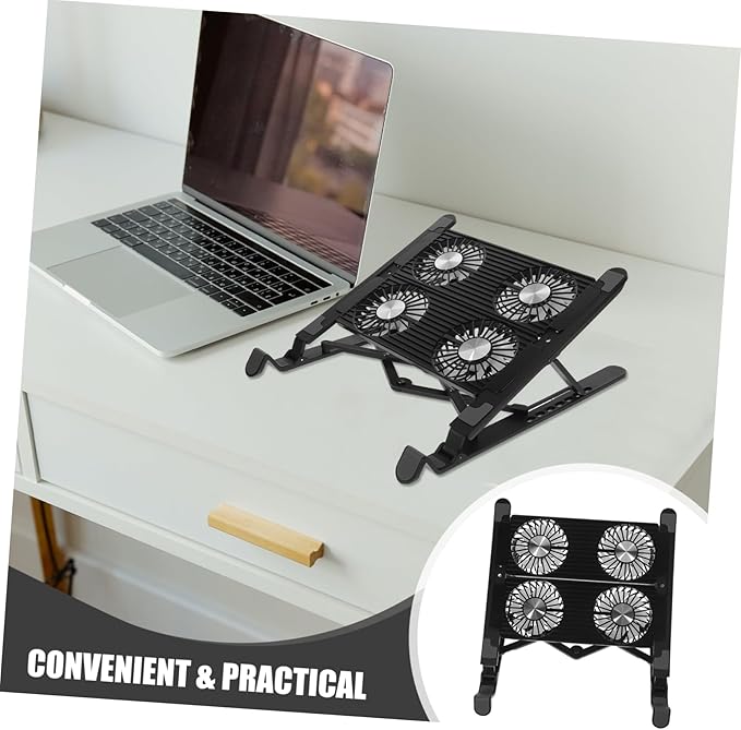NUOBESTY 1set Adjustable Laptop Cooling Stand Four Fans Ergonomic Design Compact and Lightweight Notebook Cooler Pad Heat Reduction and Enhanced Comfort